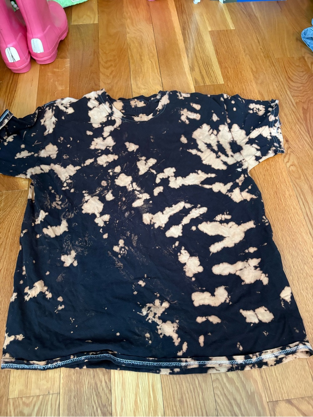 Bleached Black Tie-Dye Short Sleeve T-Shirt